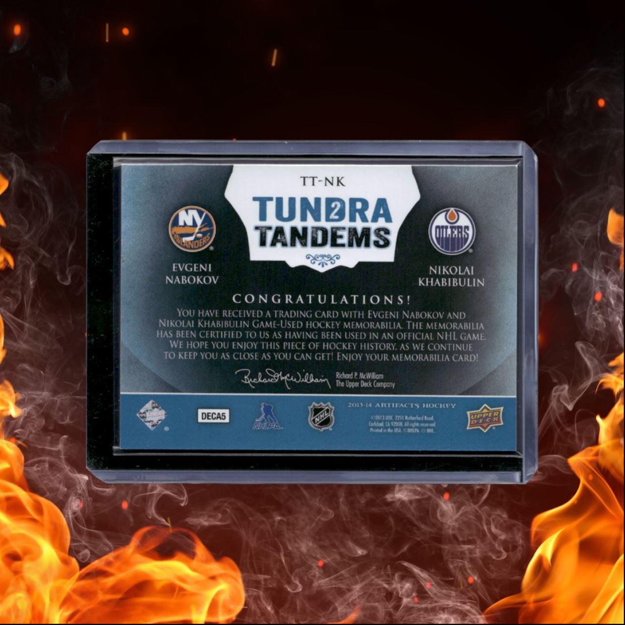 2013-14 Upper Deck Artifacts Nabokov / Khabibulin Tundra Tandems Blue Dual