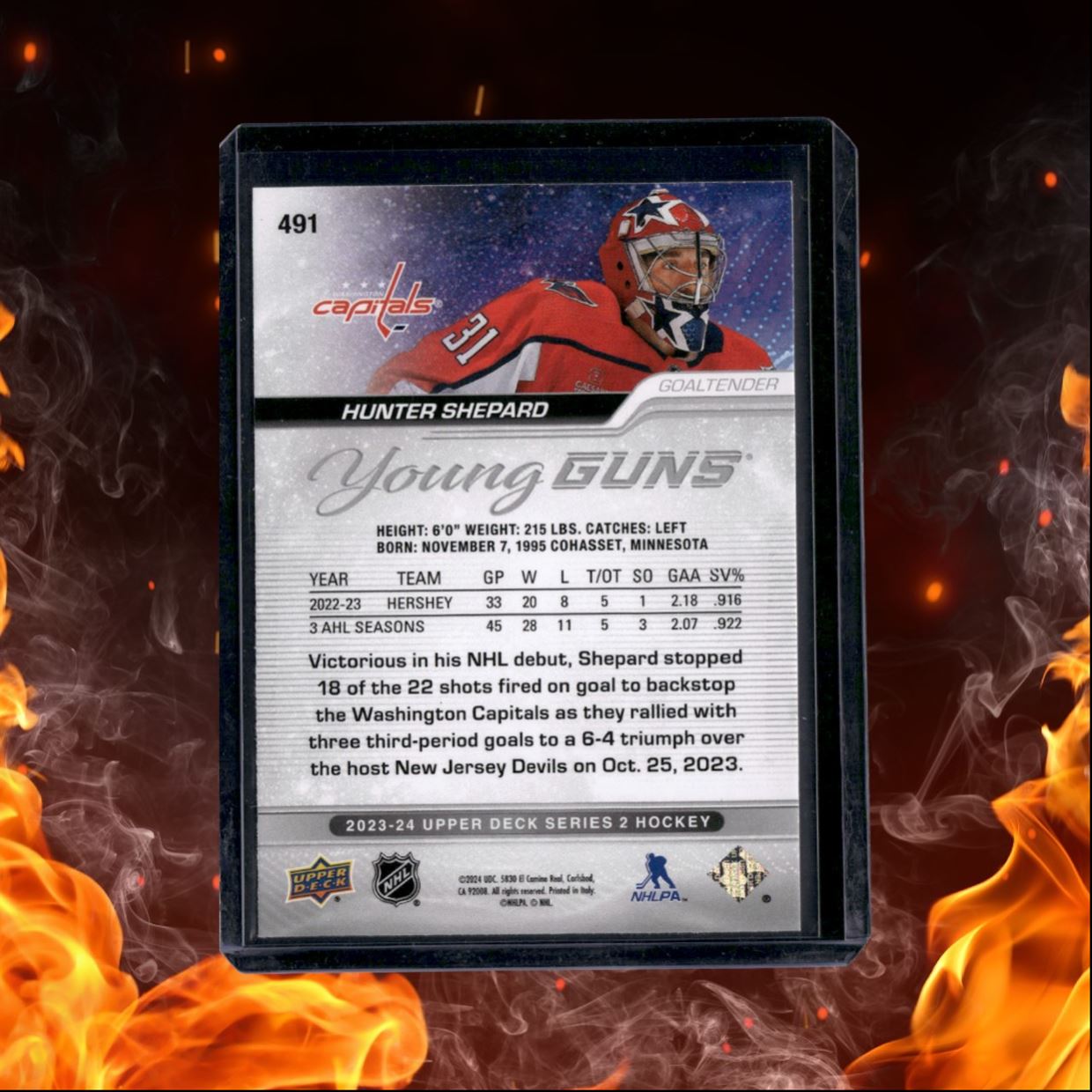 2023-24 Upper Deck Hunter Shepard Outburst Silver Young Guns Rookie #491