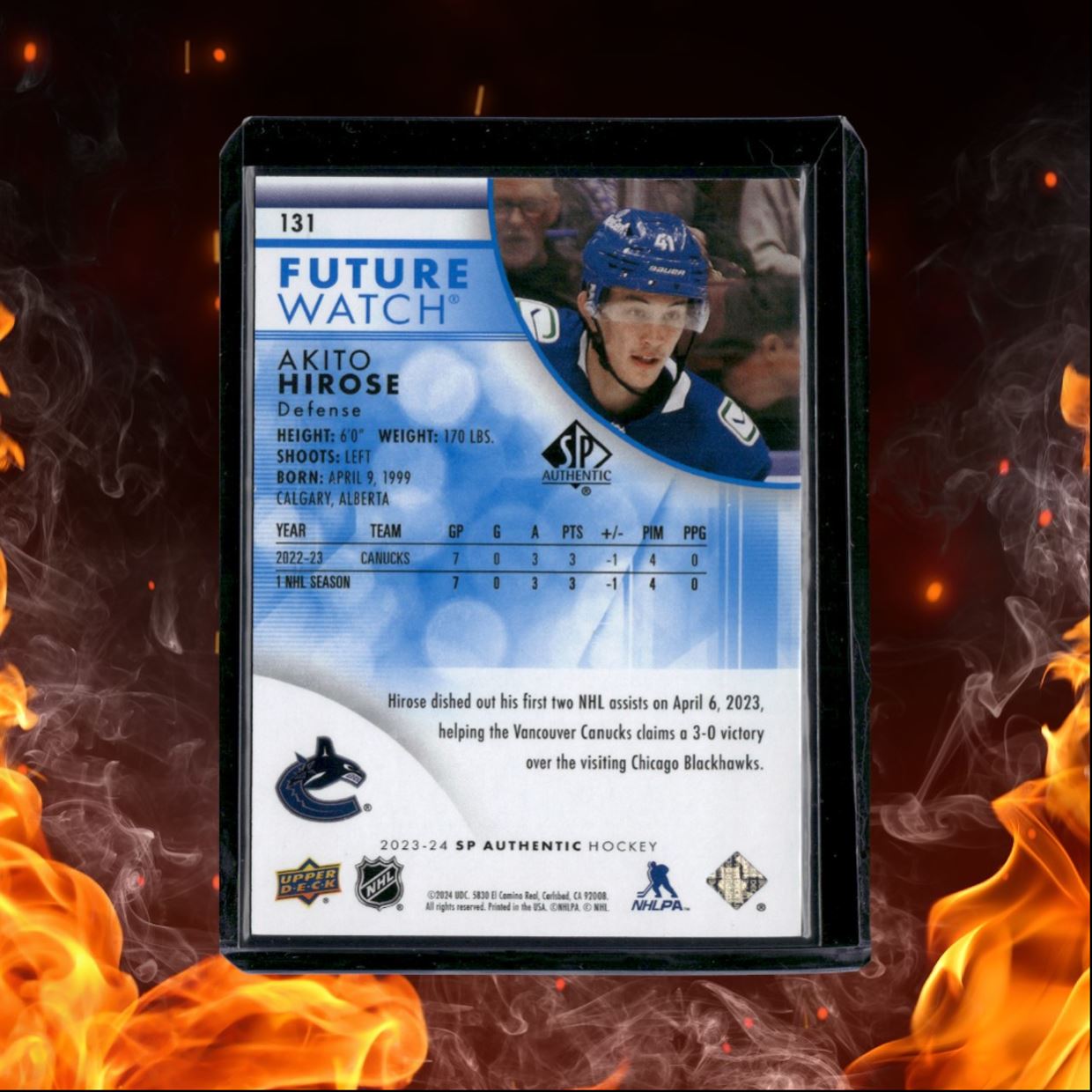 2023-24 SP Authentic Akito Hirose Future Watch Limited Blue Rookie 021/399 #131