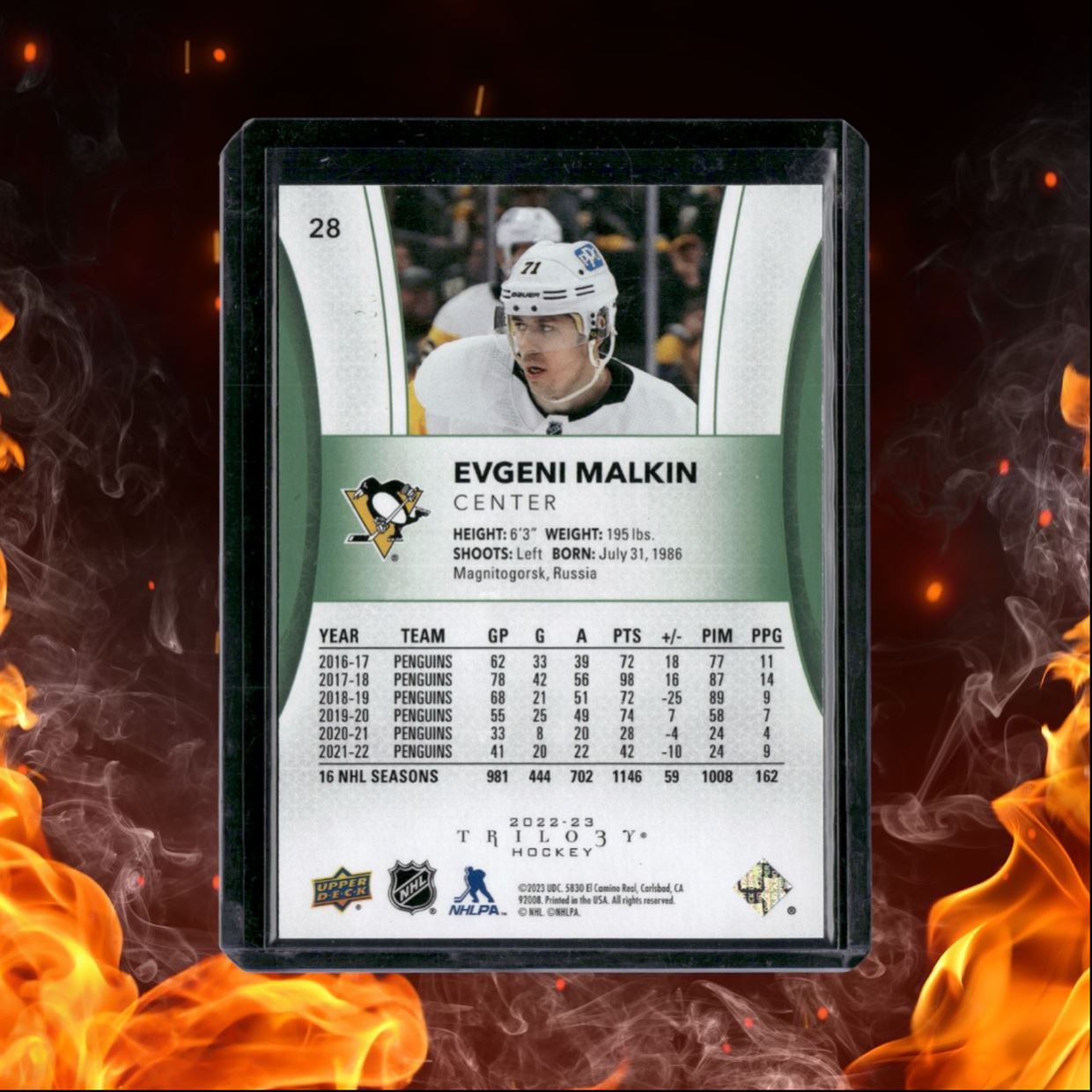 2022-23 Upper Deck Trilogy Evgeni Malkin Green 22/99 #28