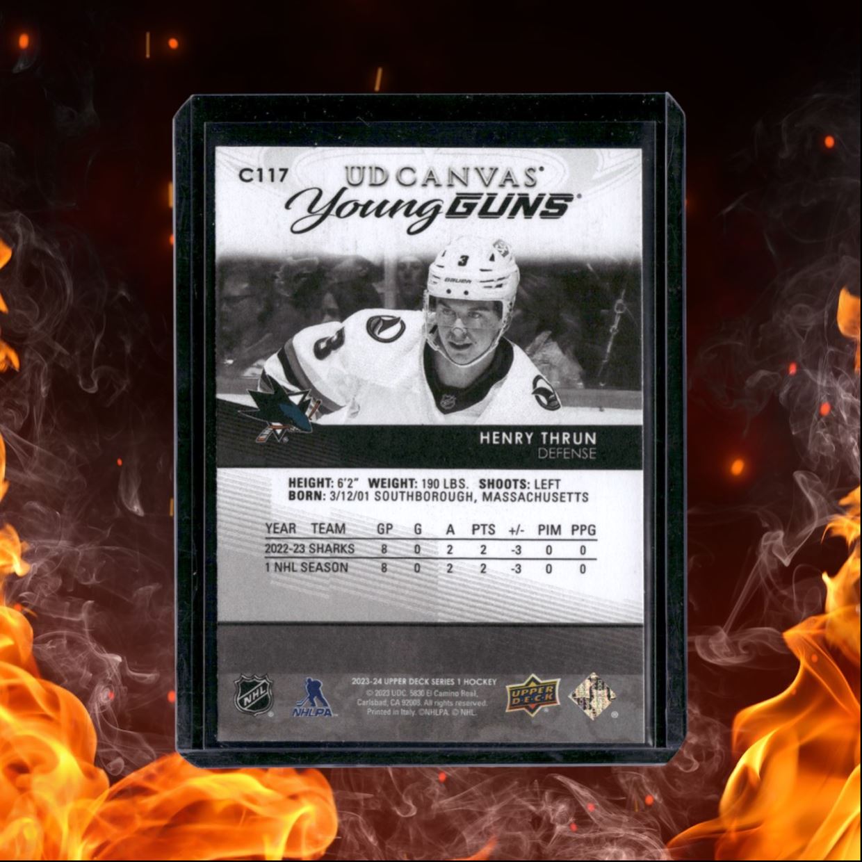 2023-24 Upper Deck Henry Thrun Black & White Young Guns Canvas Rookie #C117