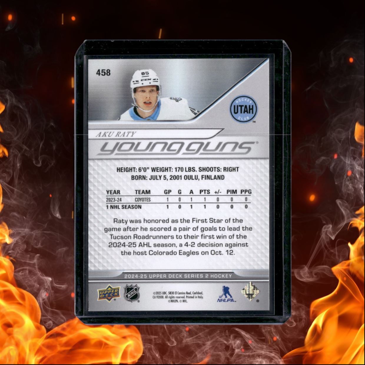 2024-25 Upper Deck Aku Raty Young Guns (G) Rookie #458