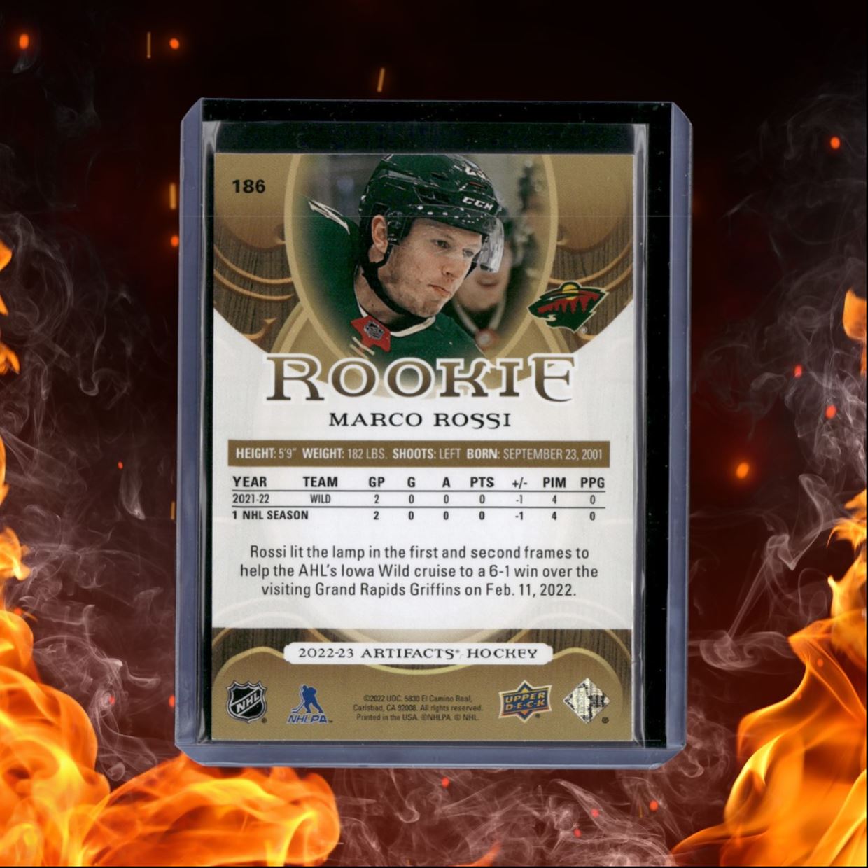 2022-23 Upper Deck Artifacts Marco Rossi Wood SP Rookie #186