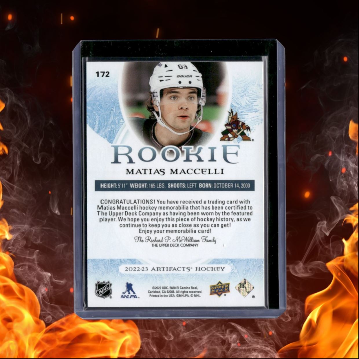 2022-23 Upper Deck Artifacts Matias Maccelli Dual Jersey Horizontal Rookie