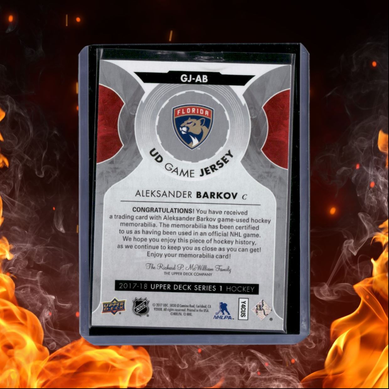2017-18 Upper Deck Aleksander Barkov UD Game Jersey #GJ-AB