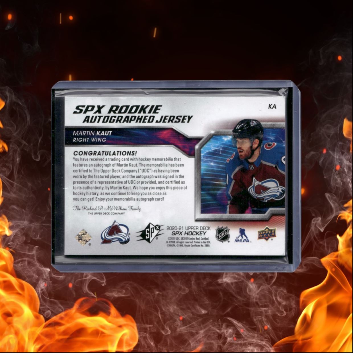 2020-21 Upper Deck SPx Martin Kaut Jersey Rookie Auto 325/375 #KA