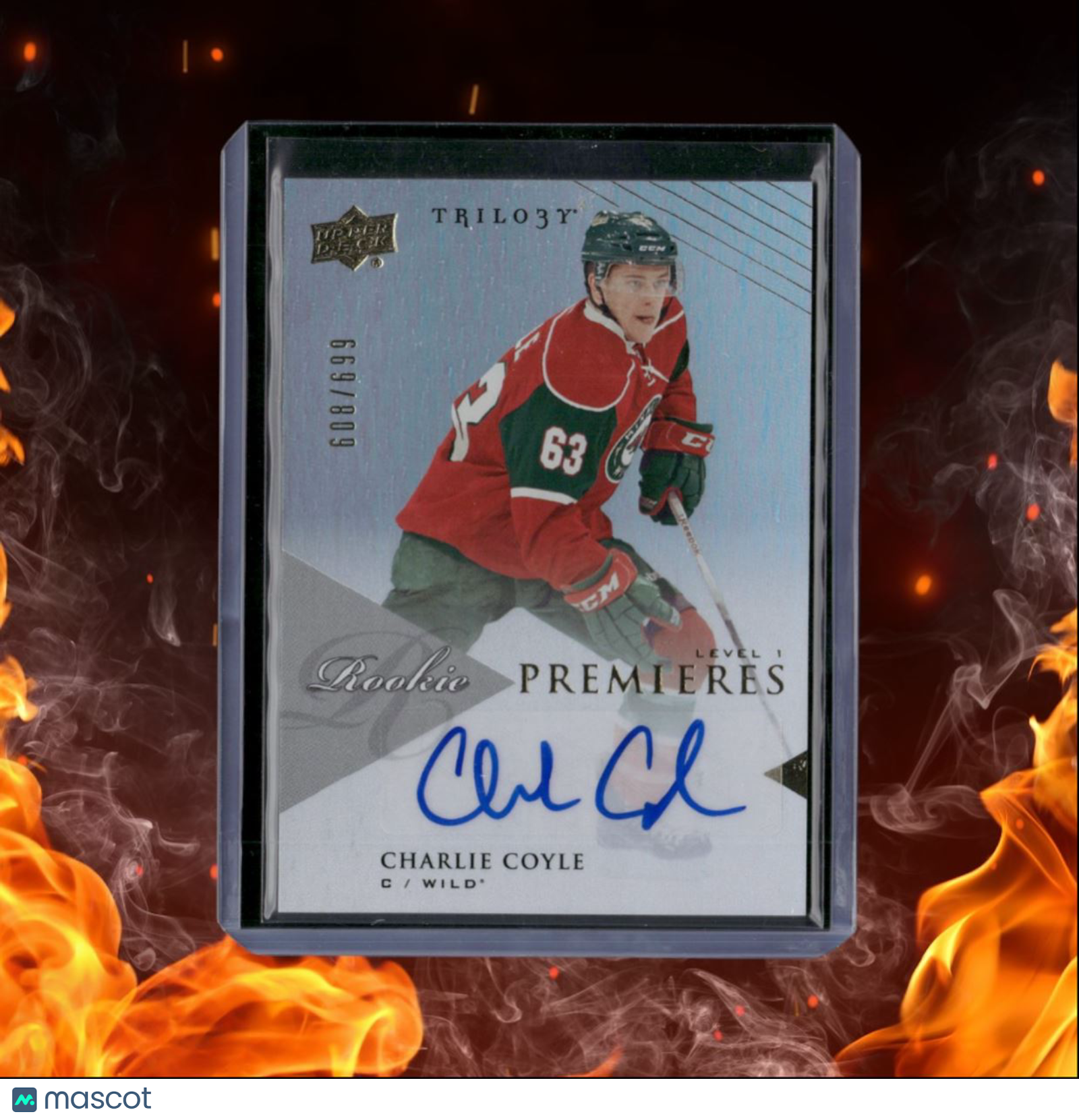 2013-14 Upper Deck Trilogy Charlie Coyle Premieres Level 1 Rookie Auto 608/699