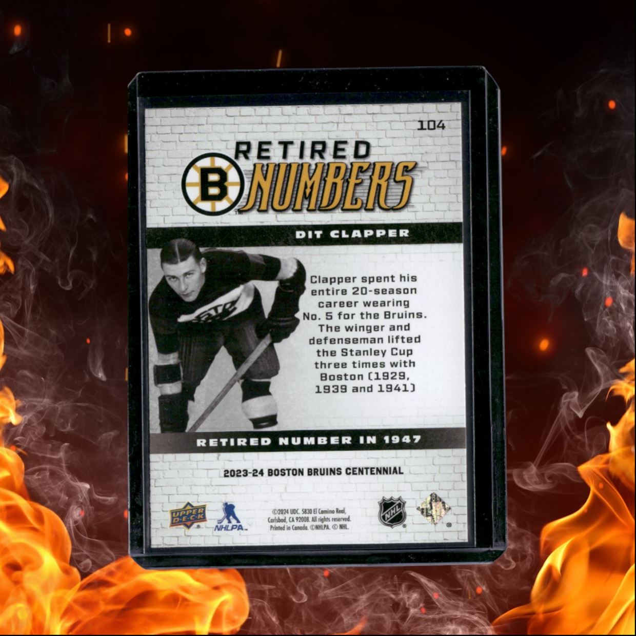 2023-24 Upper Deck Boston Bruins Centennial Dit Clapper Retired Numbers #104