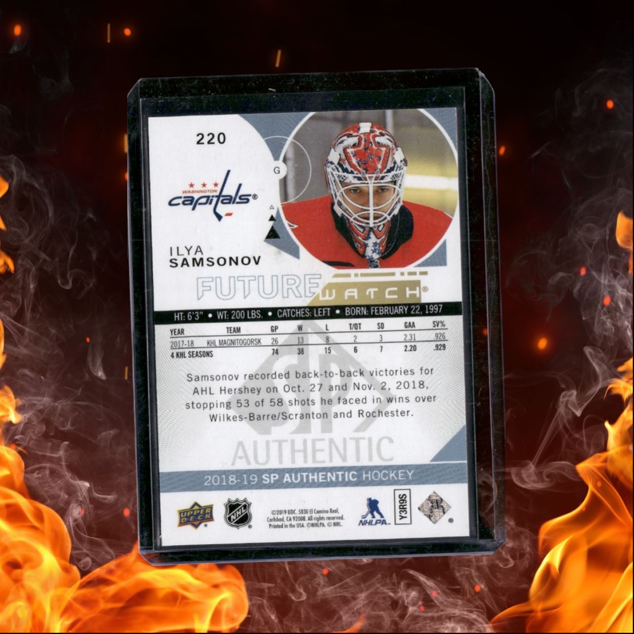 2018-19 SP Authentic Ilya Samsonov Future Watch Rookie Auto 505/999 #220