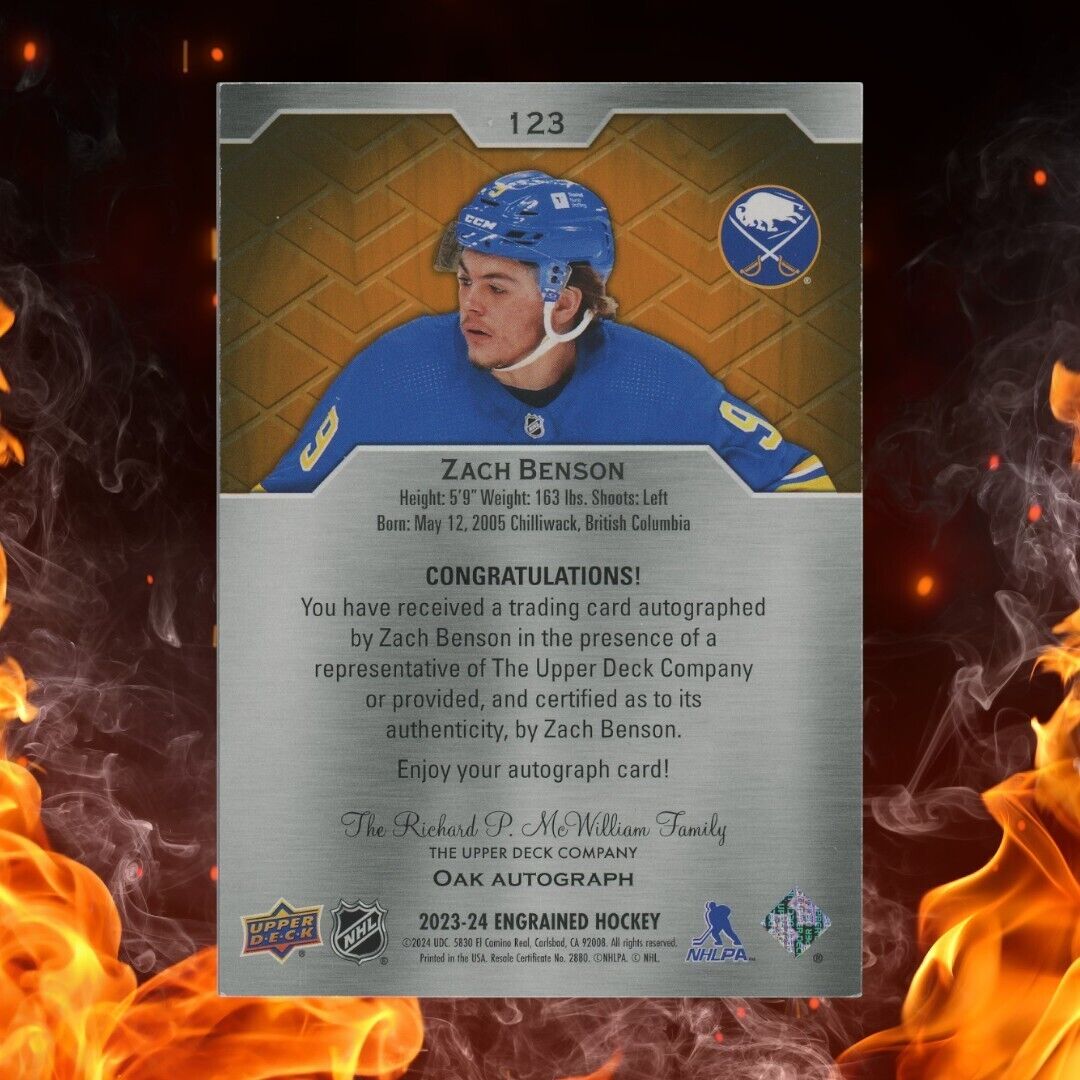 2023-24 Upper Deck Engrained ZACH BENSON Rookie Auto #123 Oak