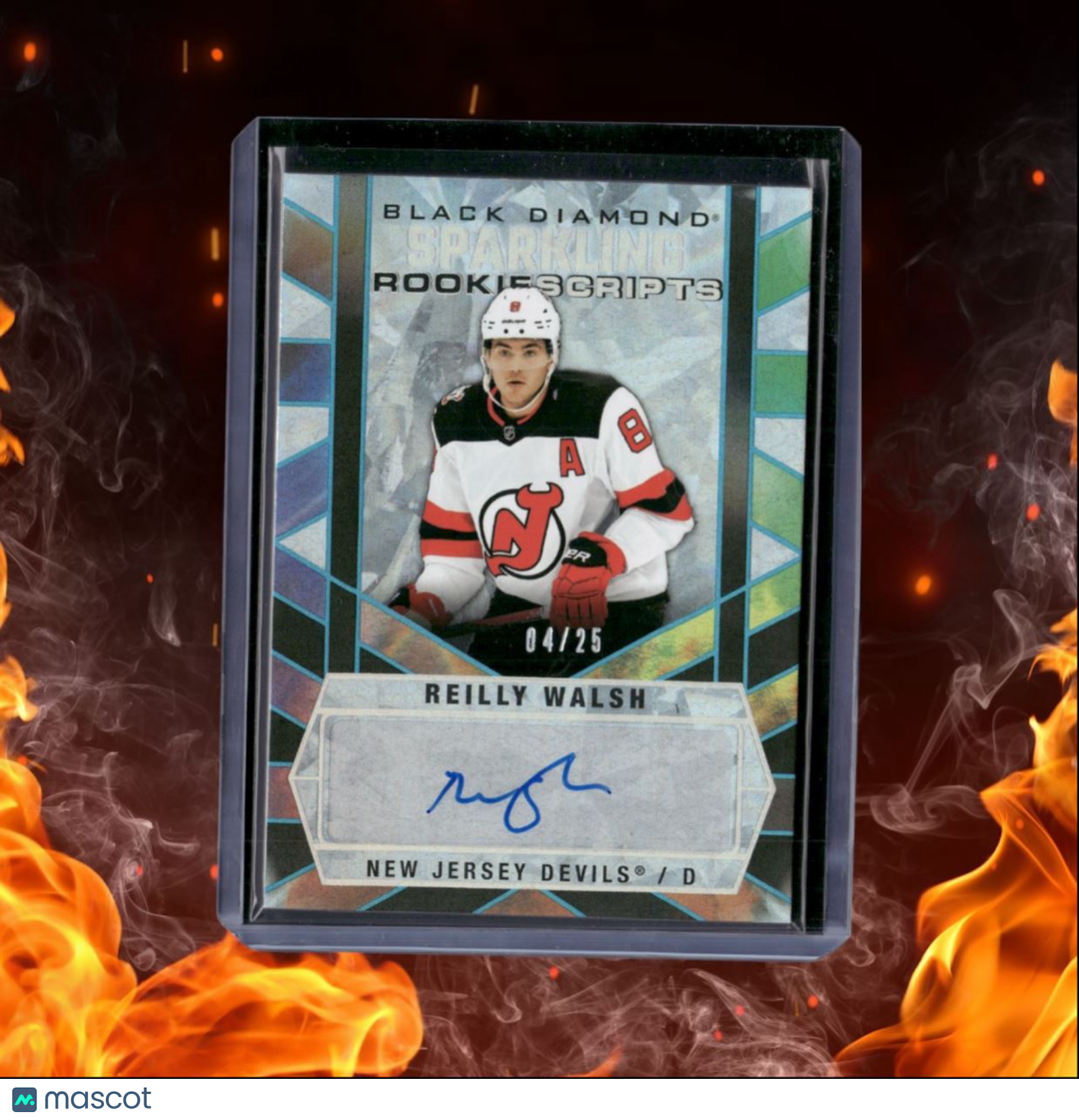 2022-23 Upper Deck Black Diamond Reilly Walsh Sparkling Scripts Spectrum Rookie