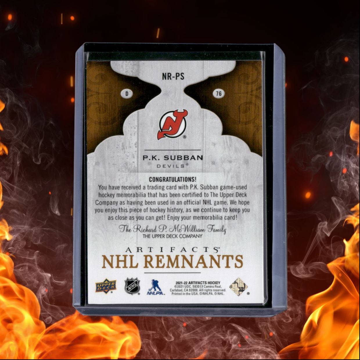 2021-22 Upper Deck Artifacts P.K. Subban NHL Remnants Jersey #NR-PS