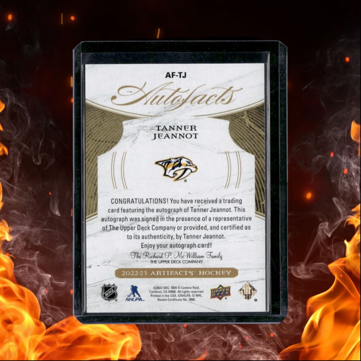 2022-23 Upper Deck Artifacts Tanner Jeannot AutoFacts Auto #AF-TJ