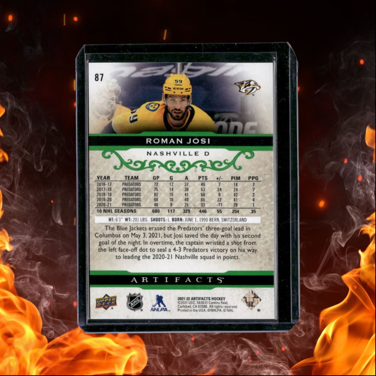 2021-22 Upper Deck Artifacts Roman Josi Emerald Green 33/99 #87