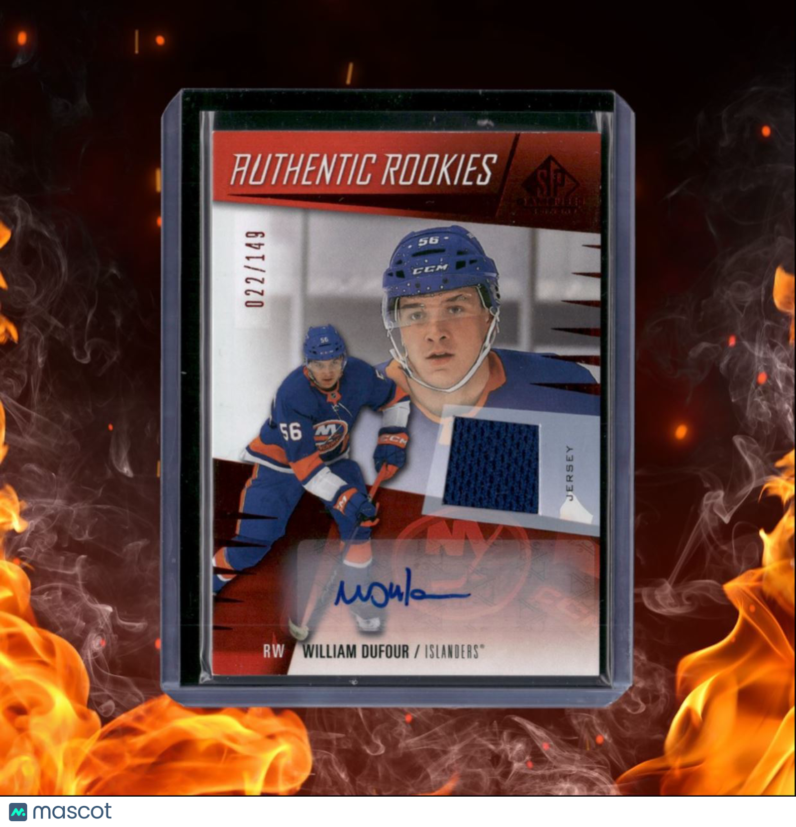 2023-24 SP Game Used William Dufour Red Rookie Auto 022/149 #256