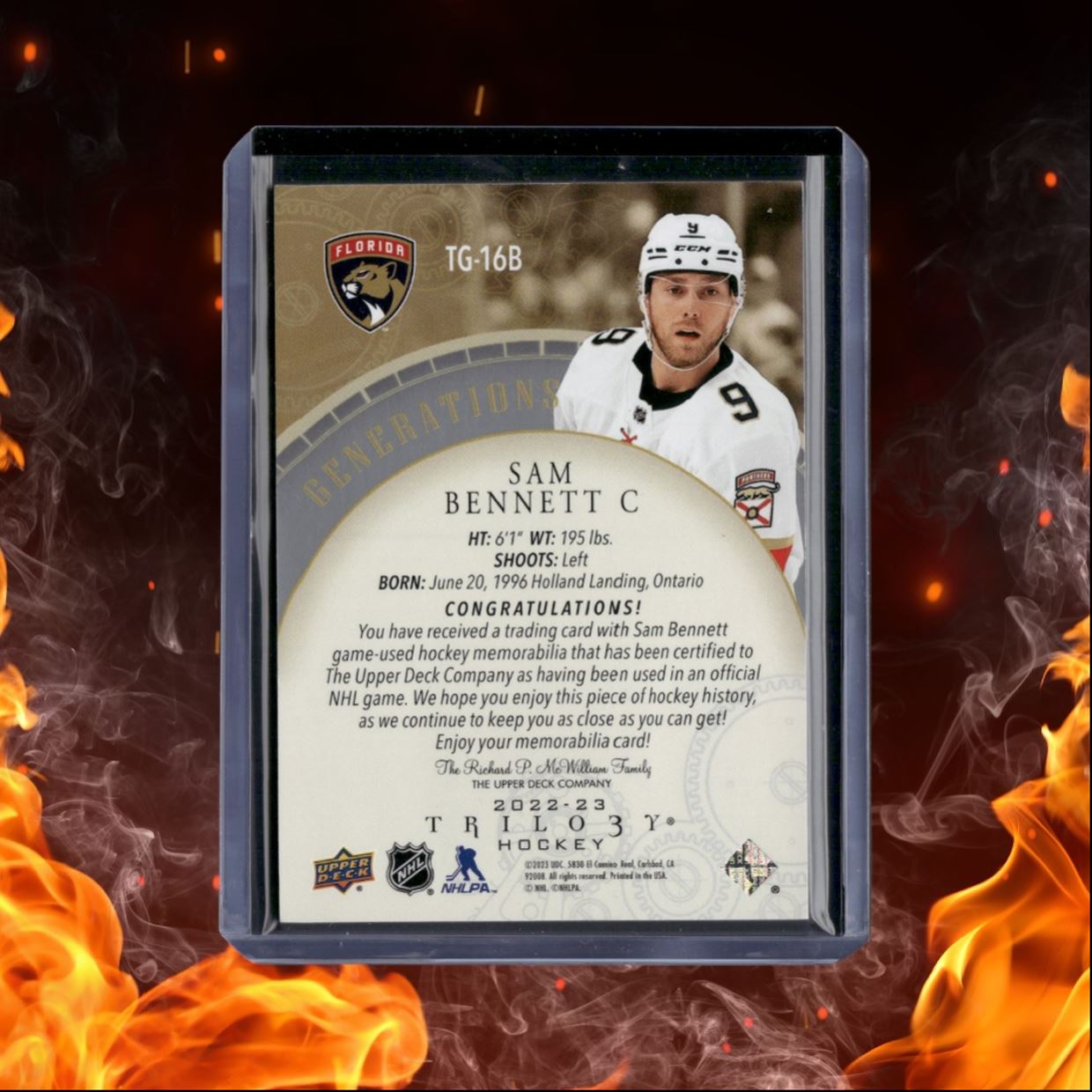 2022-23 Upper Deck Trilogy Sam Bennett Generations Jersey 43/99 #TG-16B