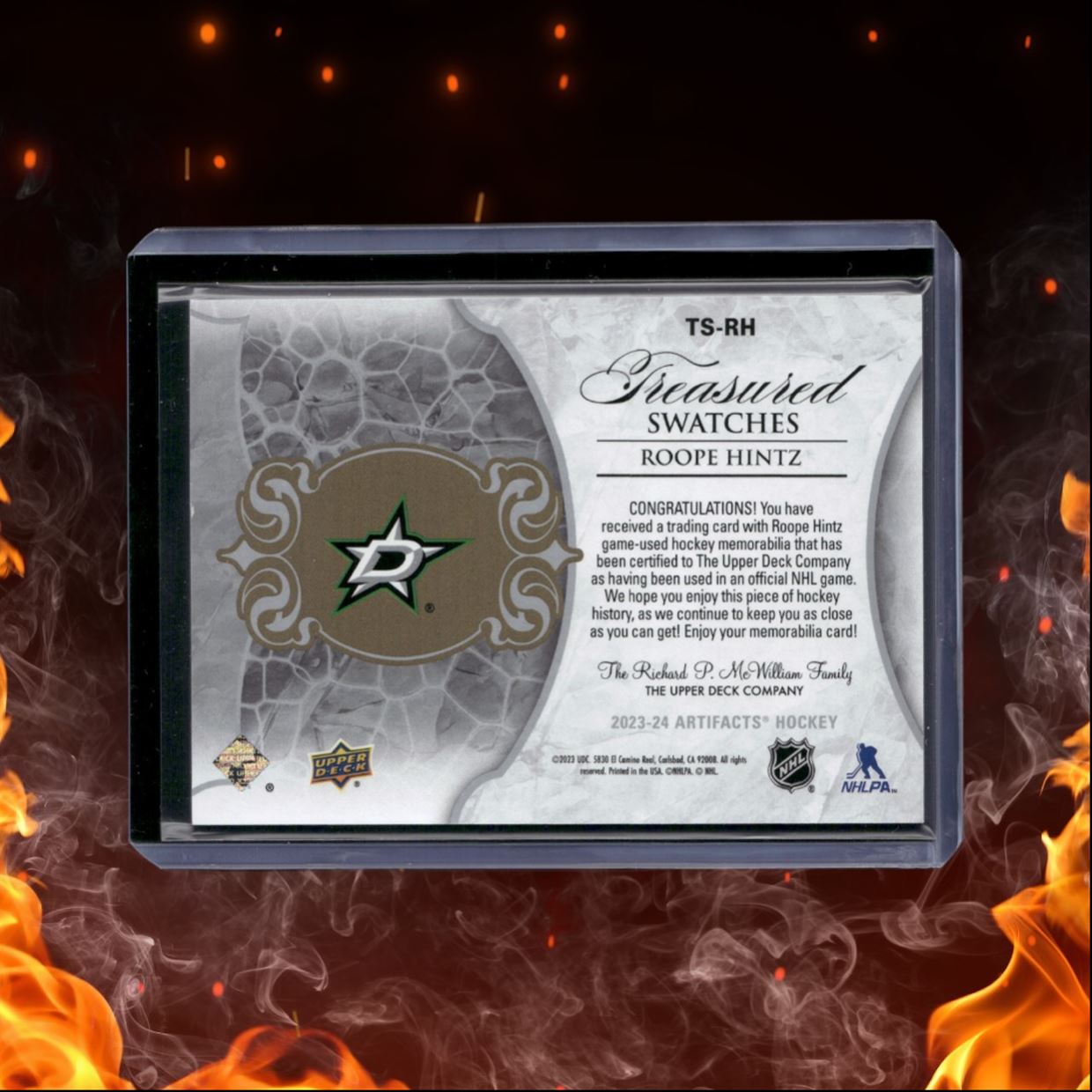 2023-24 Upper Deck Artifacts Roope Hintz Treasured Swatches Jersey #TS-RH