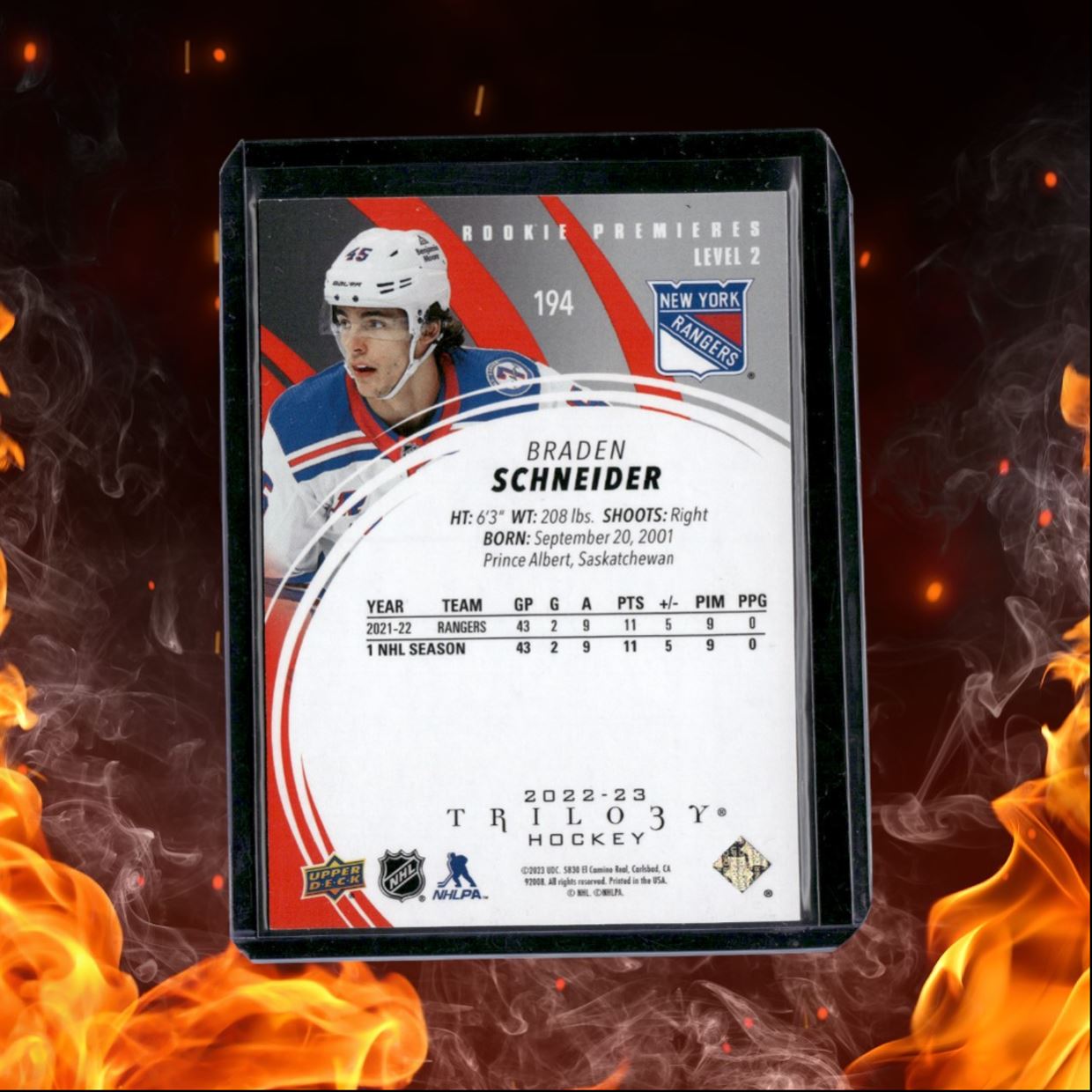 2022-23 Upper Deck Trilogy Braden Schneider Level 2 Premieres Red Rookie 121/149