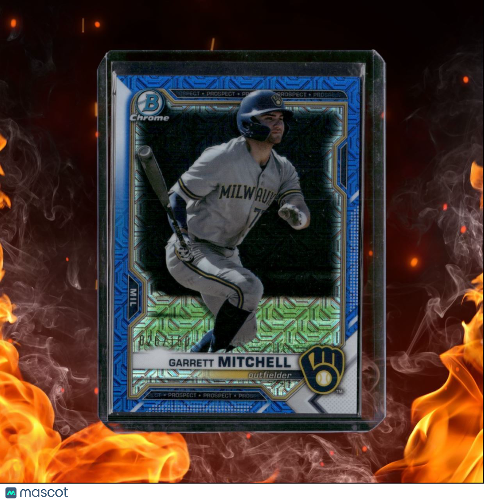 2021 Bowman Chrome Prospects Garrett Mitchell Prospect Blue Mojo Refractor