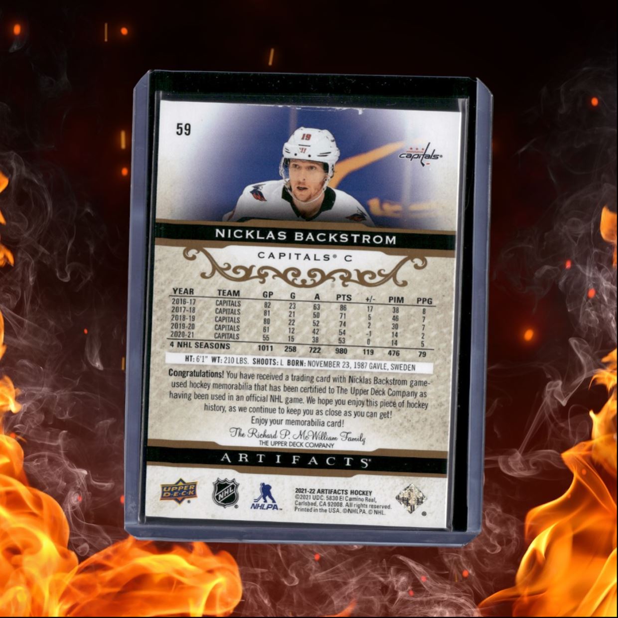 2021-22 Upper Deck Artifacts Nicklas Backstrom Dual Jersey Gold 160/249 #59