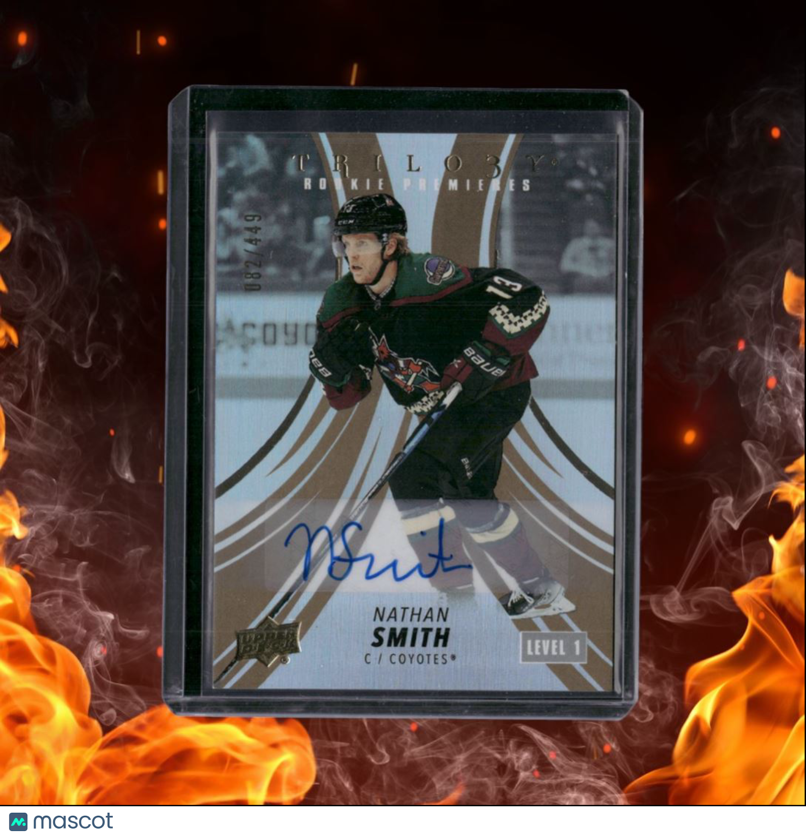 2022-23 Upper Deck Trilogy Nathan Smith Level 1 Premieres Rookie Auto 082/449
