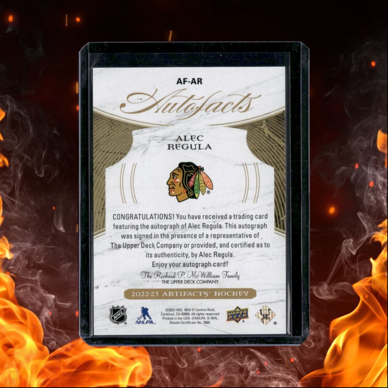 2022-23 Upper Deck Artifacts Alec Regula Autofacts Auto #AF-AR