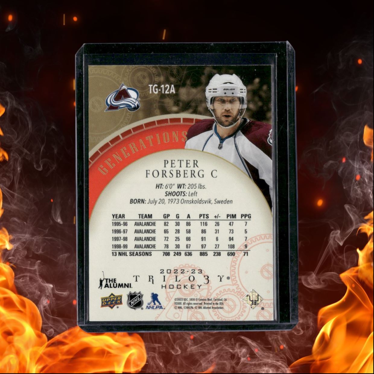 2022-23 Upper Deck Trilogy Peter Forsberg Generations Red 595/699 #TG-12A