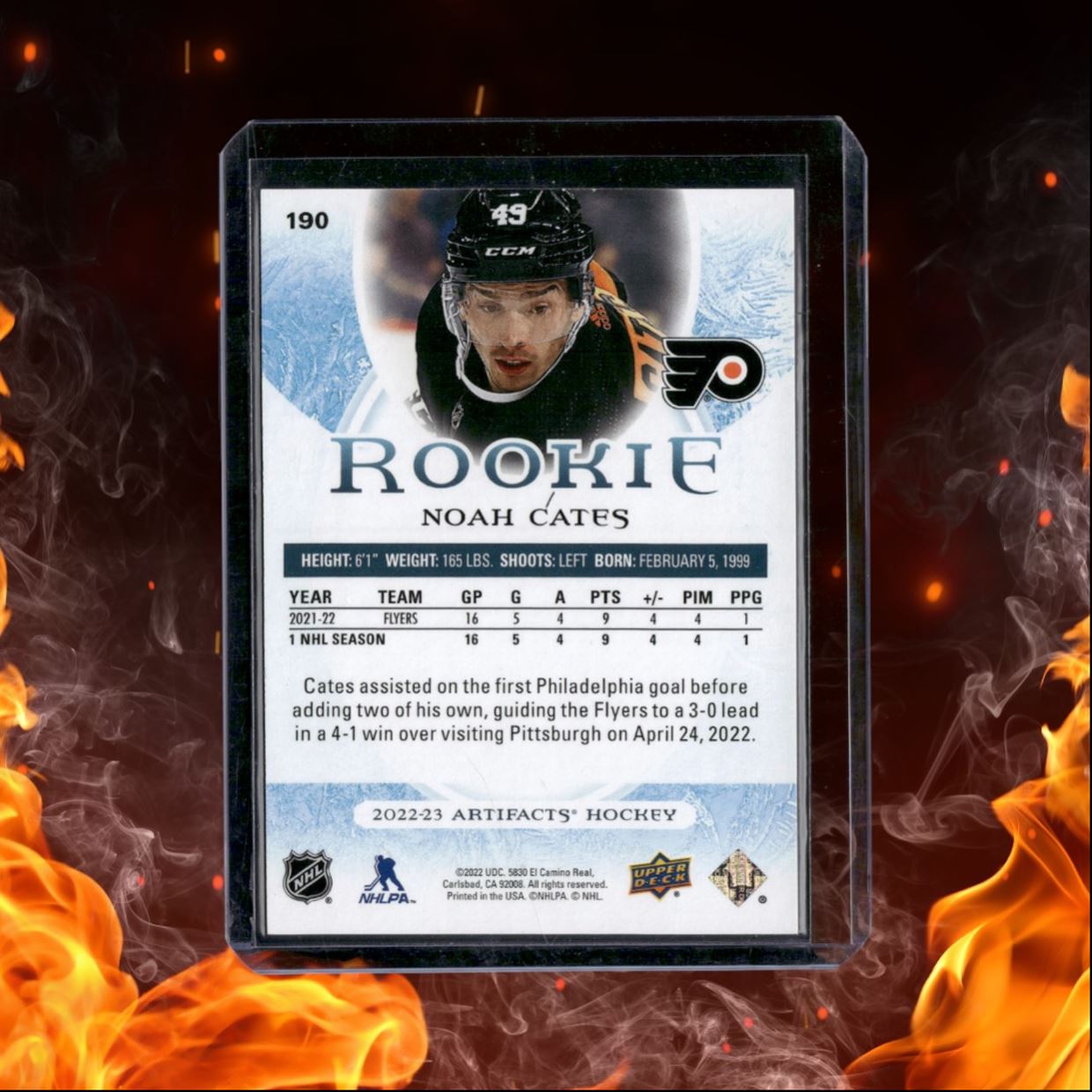 2022-23 Upper Deck Artifacts Noah Cates Light Blue Steel Rookie 73/85 #190