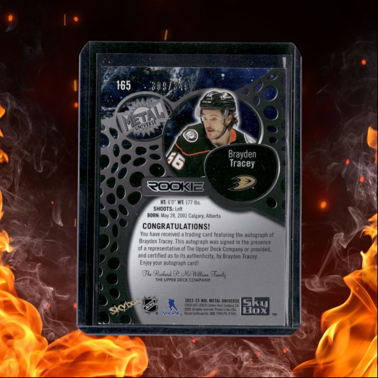 2022-23 Skybox Metal Universe Brayden Tracey Rookie Auto 308/349 #165