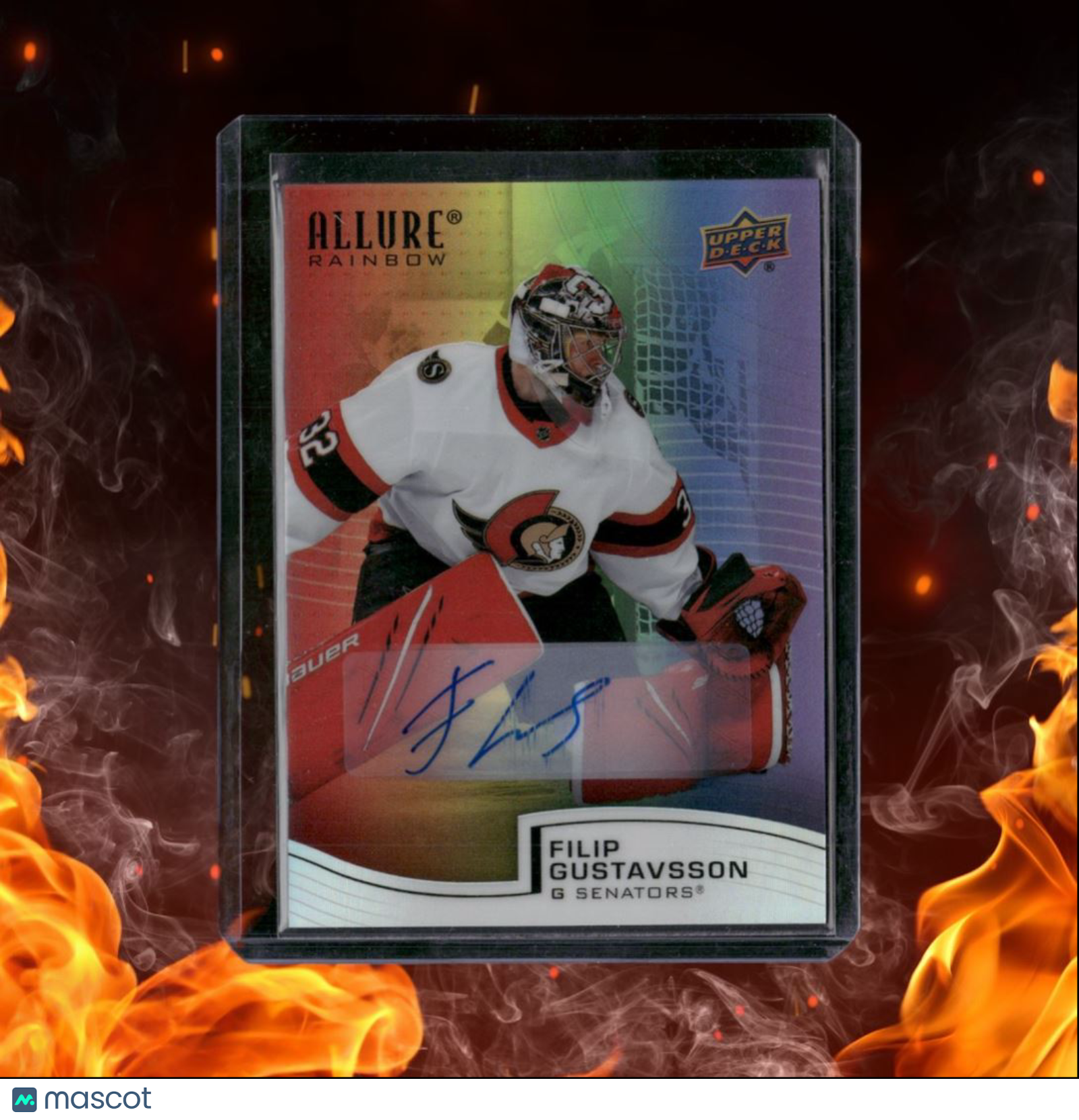 2021-22 Upper Deck Allure Filip Gustavsson Full Rainbow Color Flow Rookie Auto