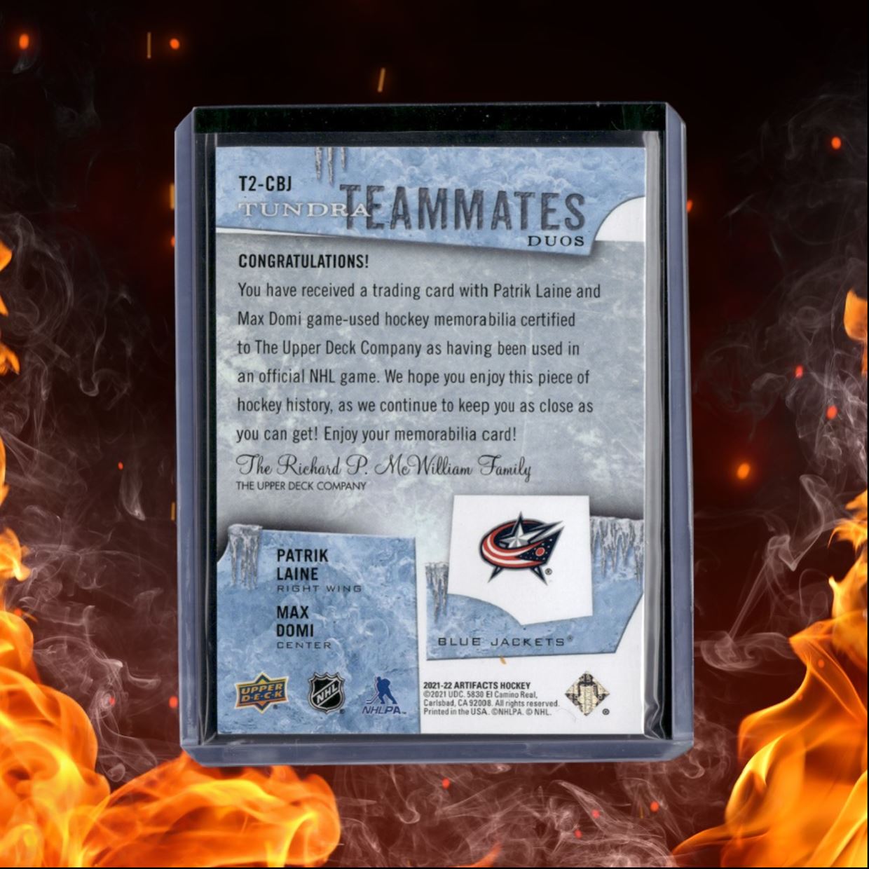 2021-22 Upper Deck Artifacts Patrik Laine / Max Domi Tundra Teammates Duos