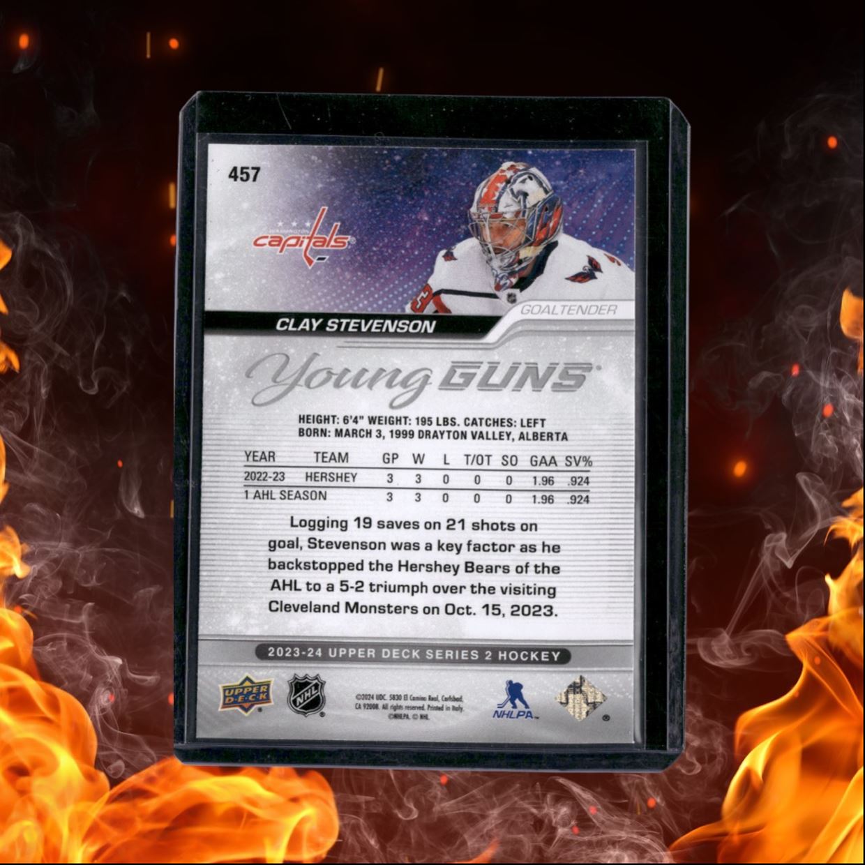 2023-24 Upper Deck Young Guns Clay Stevenson Outburst Silver Rookie #457