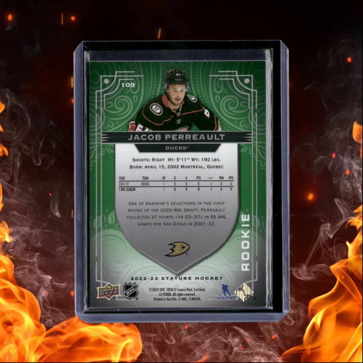 2022-23 Upper Deck Stature Jacob Perreault Green Rookie 81/99 #109