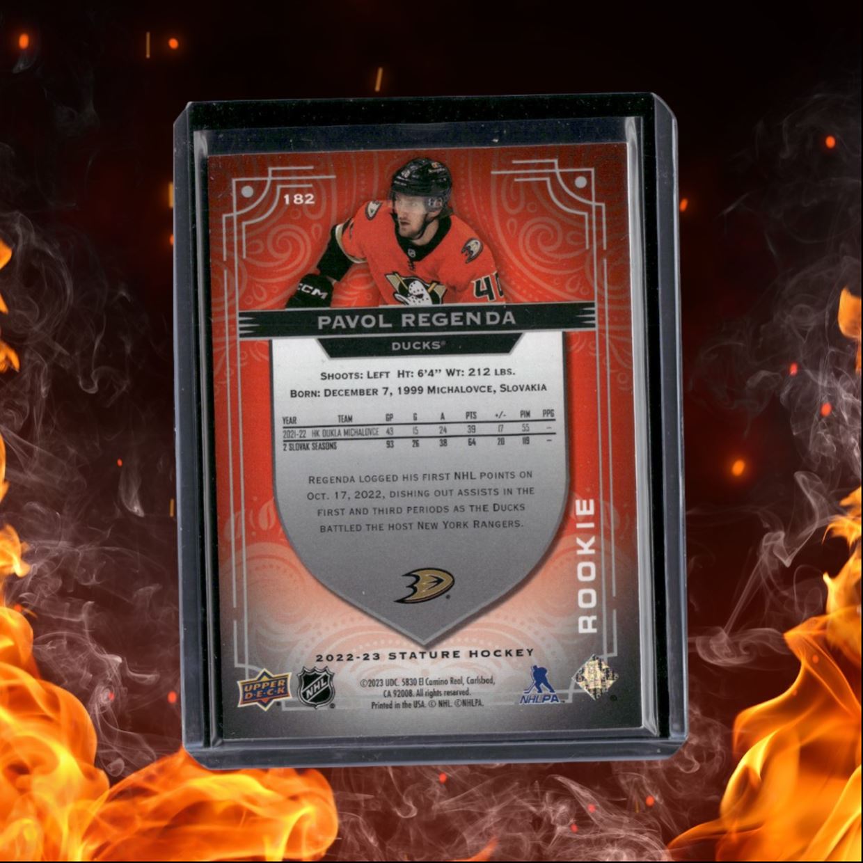 2022-23 Upper Deck Stature Pavol Regenda Orange Rookie 14/45 #182