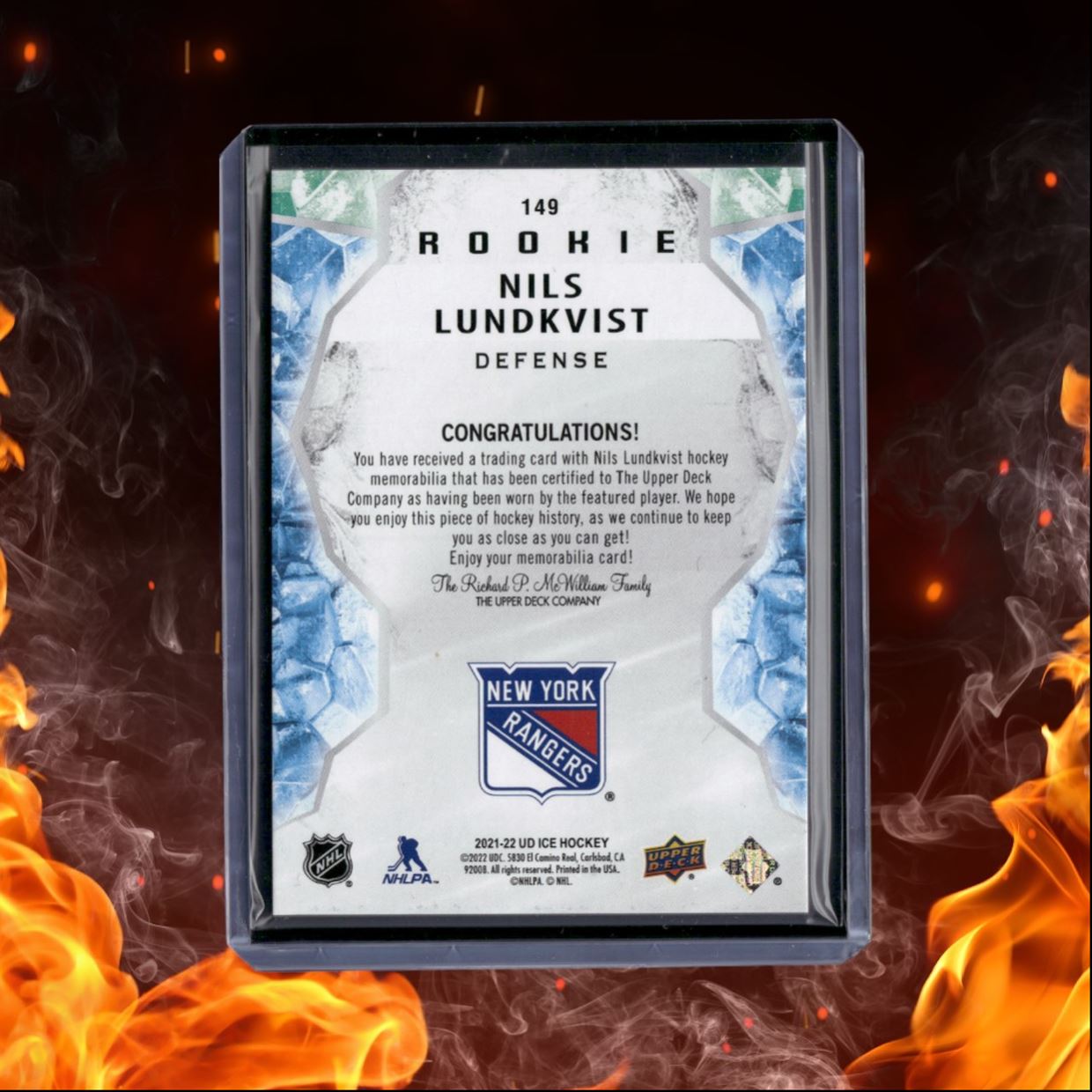 2021-22 Upper Deck Ice Nils Lundkvist Jersey Rookie #149