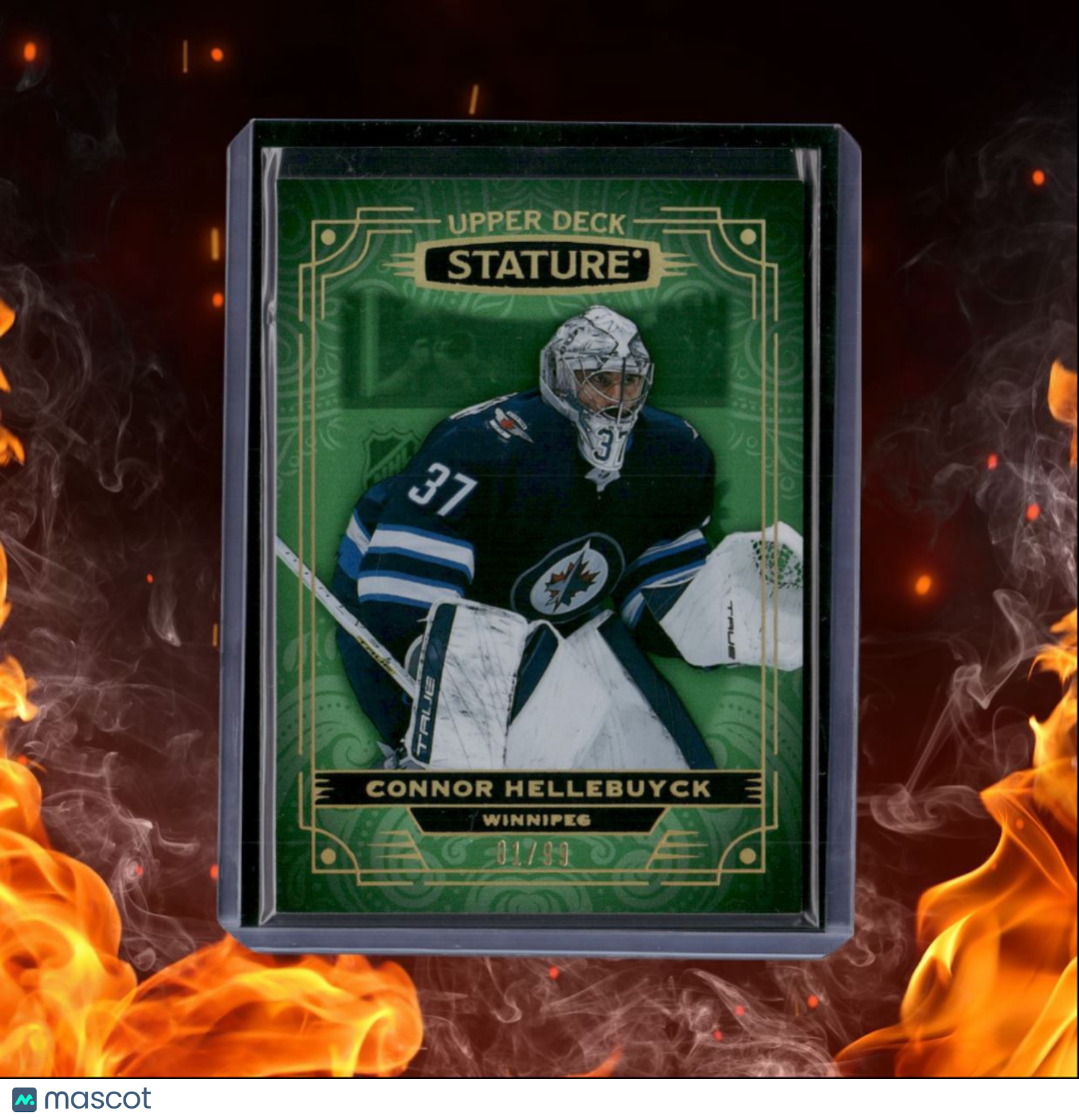 2022-23 Upper Deck Stature Connor Hellebuyck Green 1st Print 01/99 #53