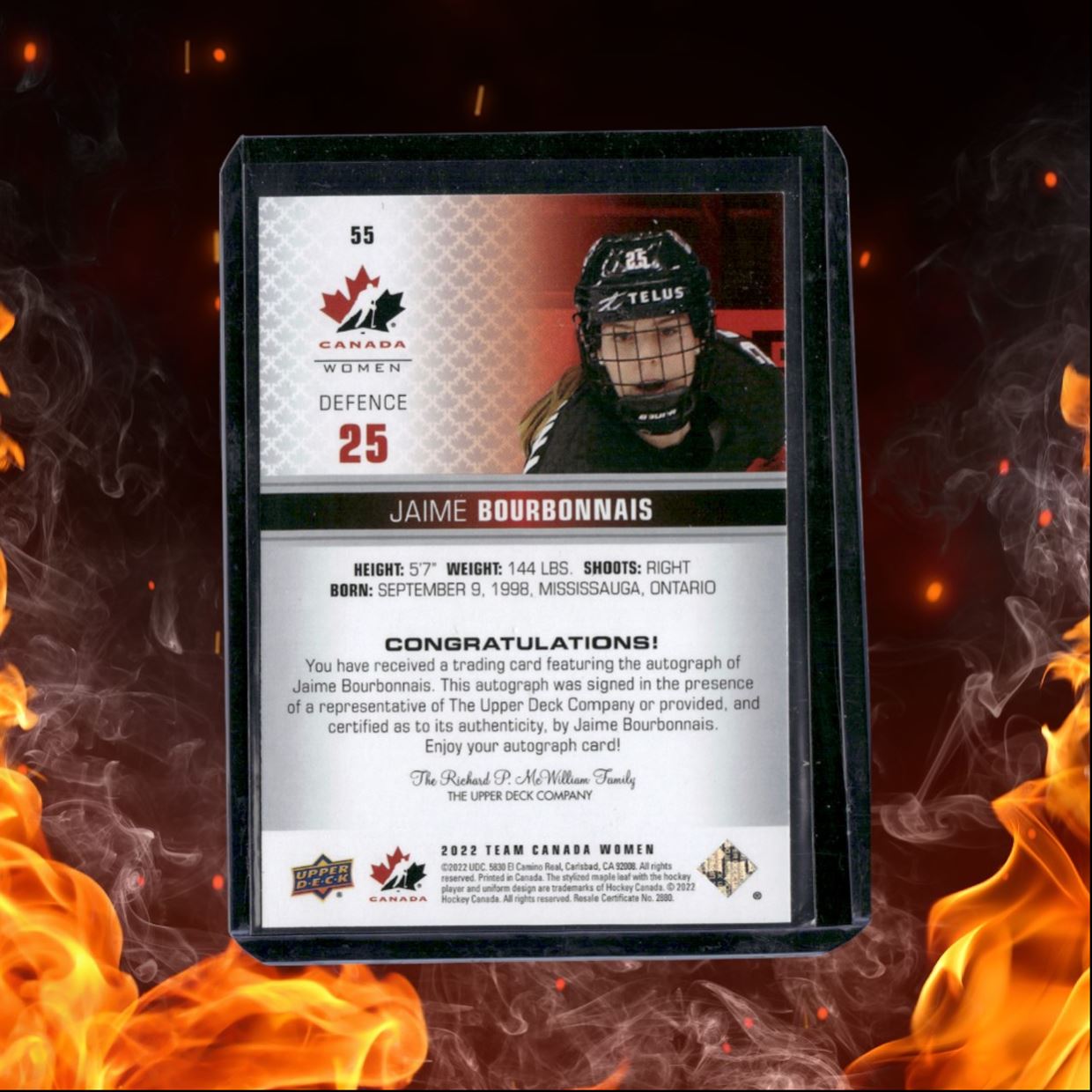 2022-23 Upper Deck Team Canada Women Jaime Bourbonnais Gold Auto #55