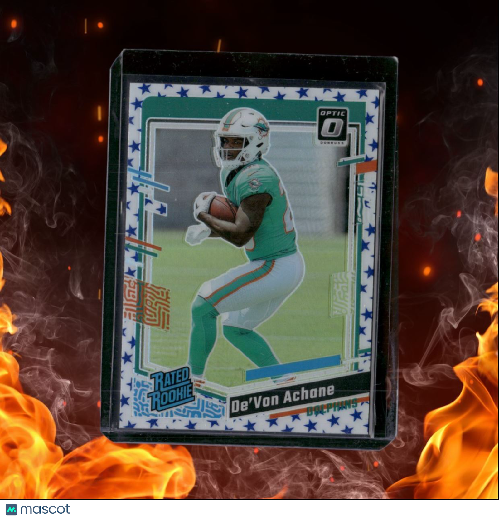 2023 Donruss Optic De'Von Achane Blue Star Emoji Prizm Rated Rookie #269