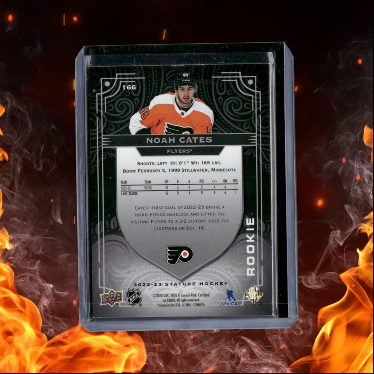 2022-23 Upper Deck Stature Noah Cates Black Rookie 09/15 #166
