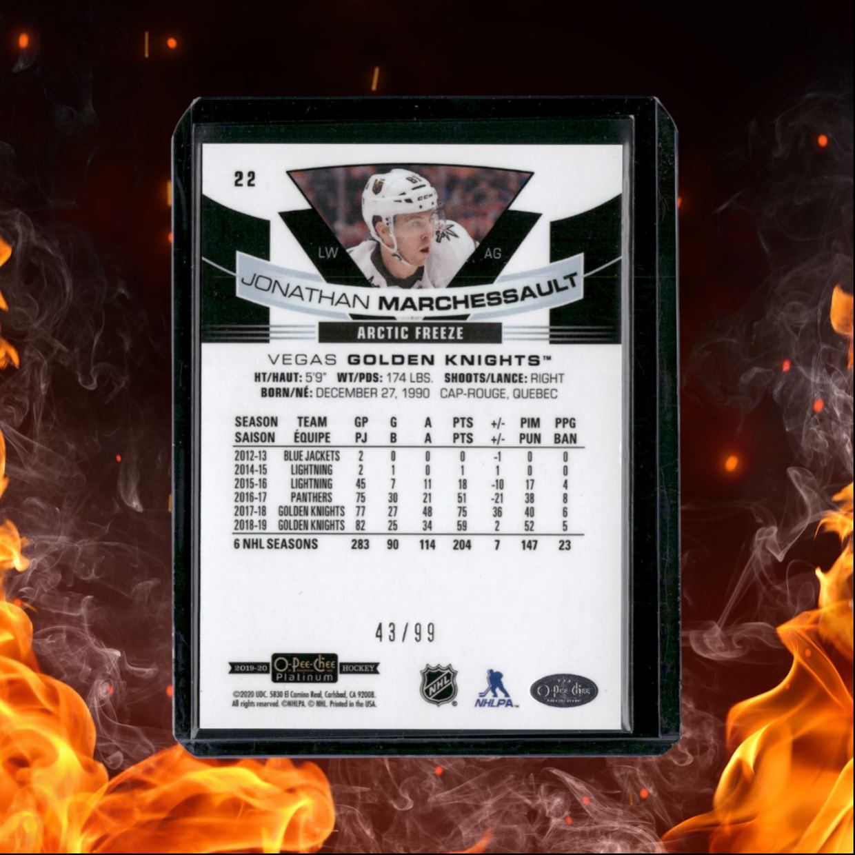 2019-20 O-Pee-Chee Platinum Jonathan Marchessault Arctic Freeze 43/99 #22