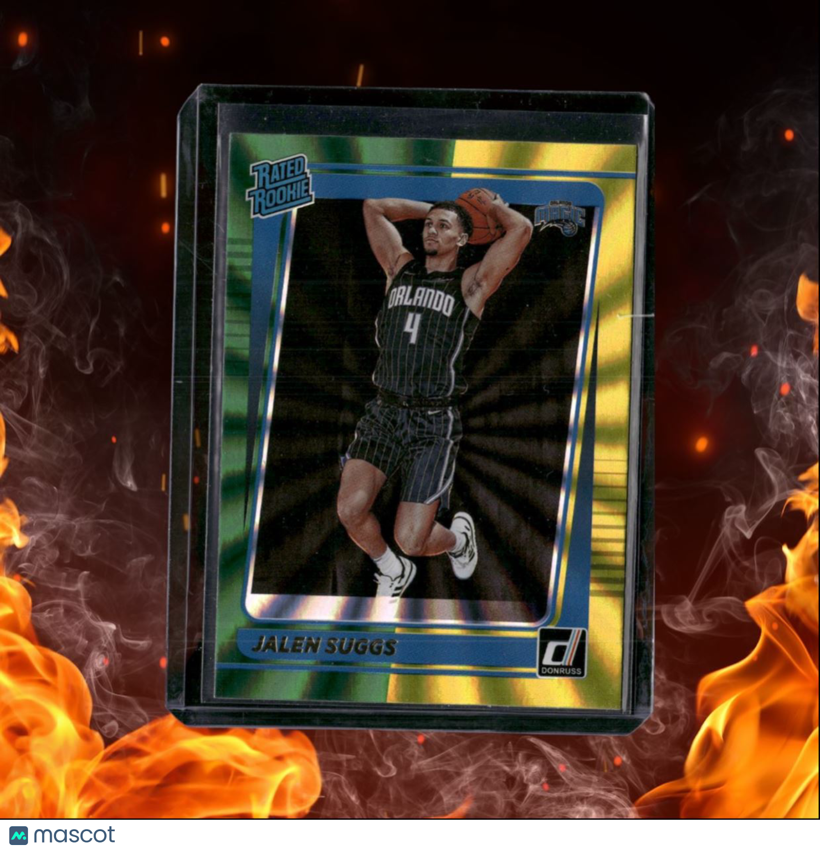 2021-22 Panini Donruss Jalen Suggs Green Yellow Holo Laser Rated Rookie Auto