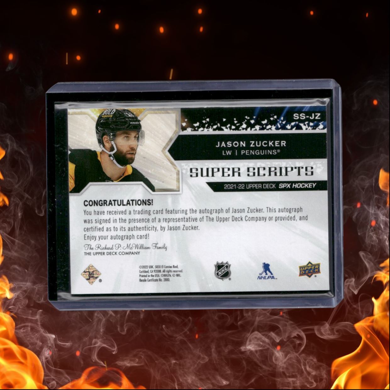 2022-23 Upper Deck SPx Jason Zucker Super scripts Auto #SS-JZ