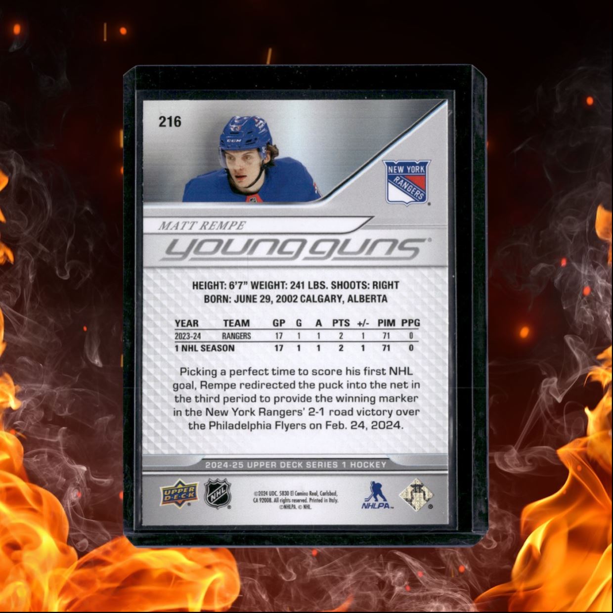 2024-25 Upper Deck Matt Rempe Young Guns Rookie #216