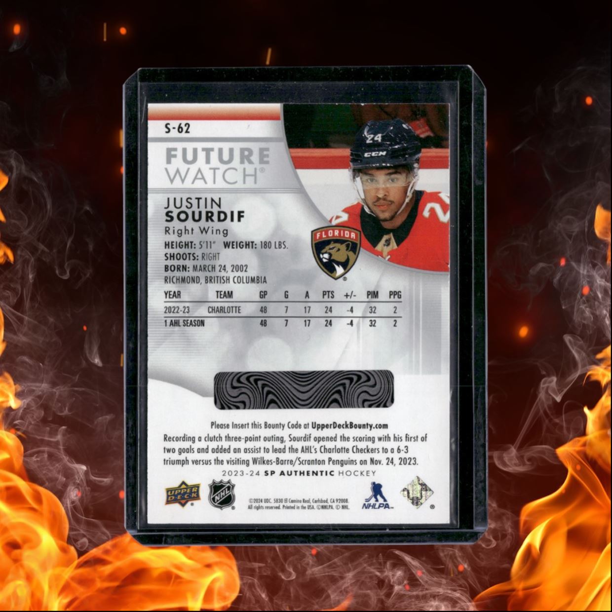 2023-24 SP Authentic Justin Sourdif Future Watch Spectrum FX Rookie #S-62