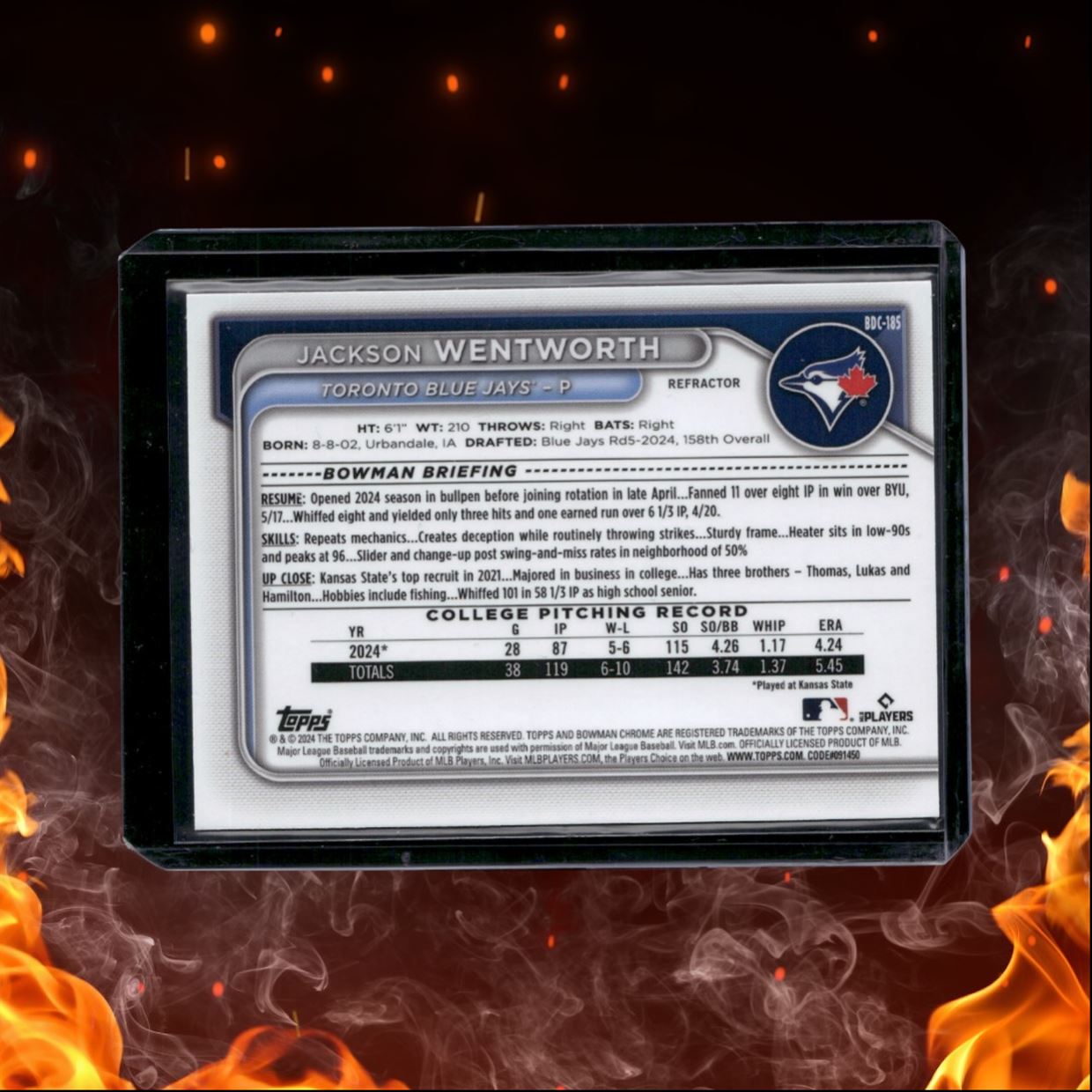 2024 Bowman Chrome Jackson Wentworth 1st Prospect Refractor #BDC-185