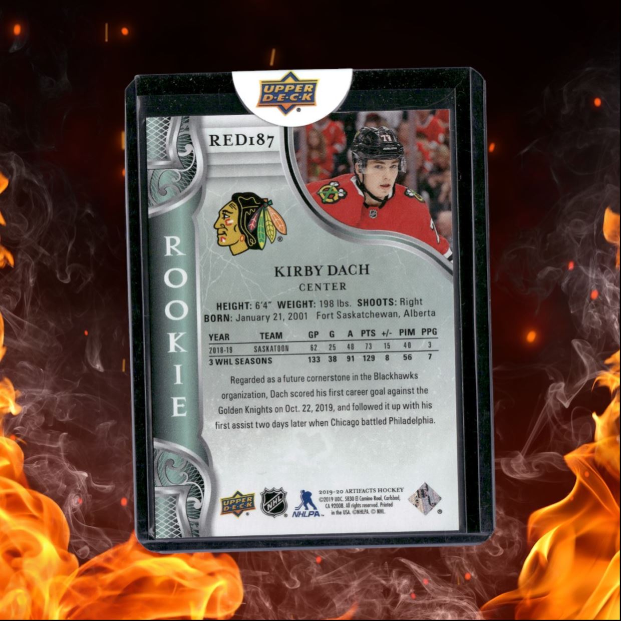 2019-20 Upper Deck Artifacts Kirby Dach Silver UD Sealed Rookie 156/999 #RED187