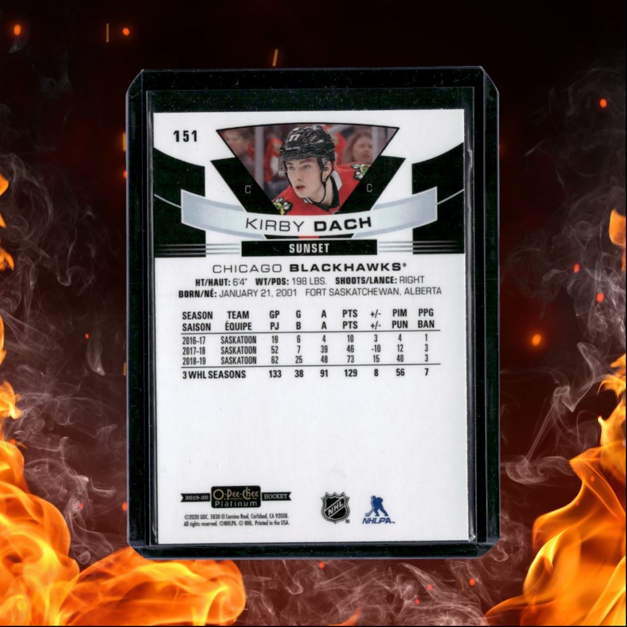 2019-20 O-Pee-Chee Platinum Kirby Dach Sunset Marquee Rookie #151