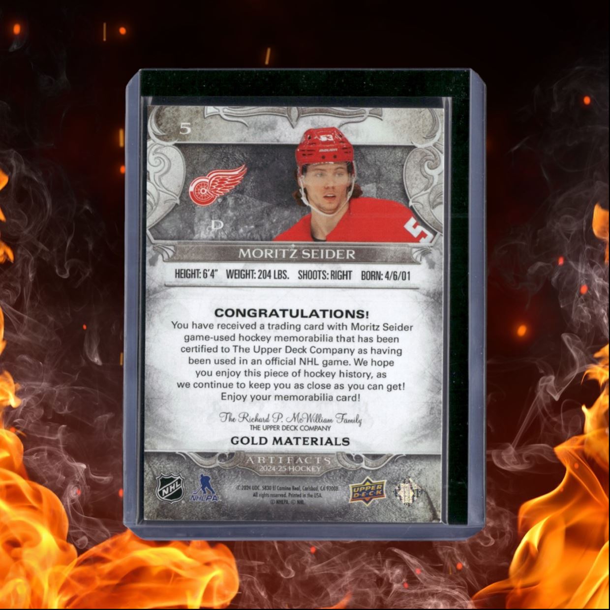 2024-25 Upper Deck Artifacts Moritz Seider Jersey Material Gold 068/299 #5