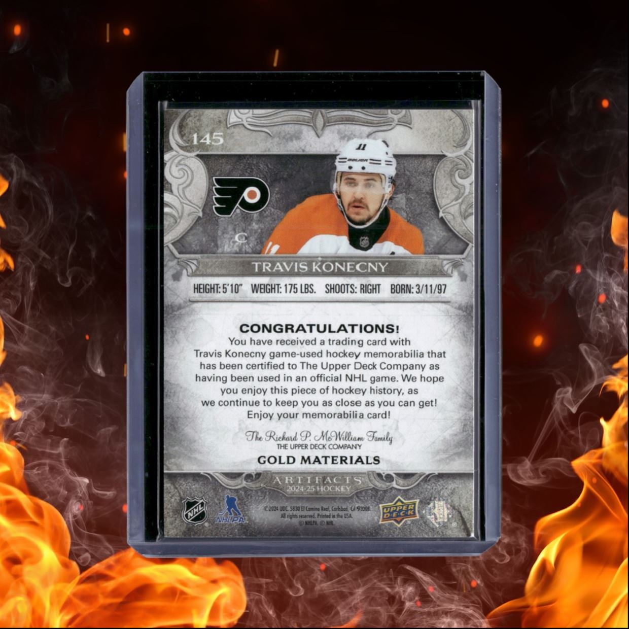 2024-25 Upper Deck Artifacts Travis Konecny Jersey Material Gold 140/199 #145