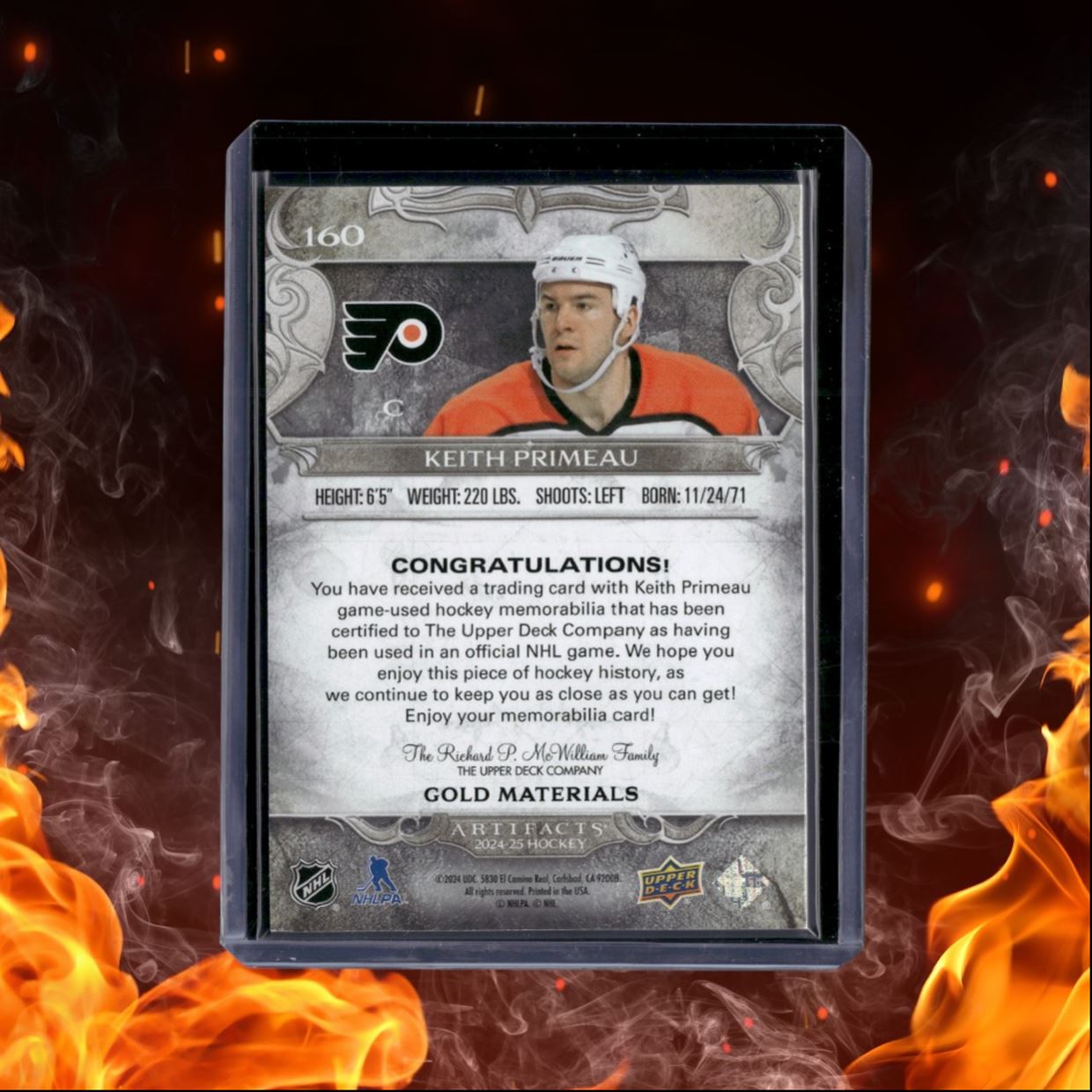 2024-25 Upper Deck Artifacts Keith Primeau Jersey Material Gold Legends 87/99